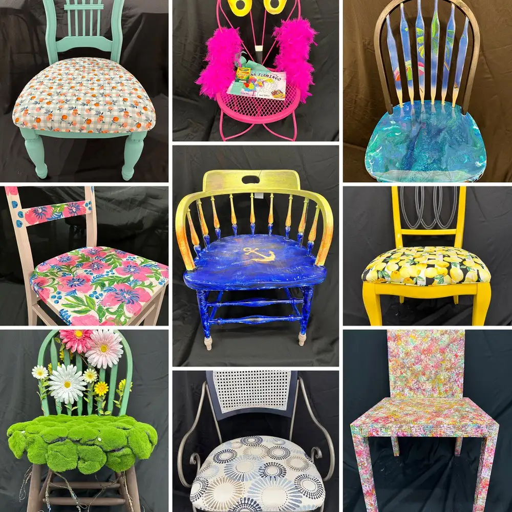 Gallery of repurposed Chairs into piece of art